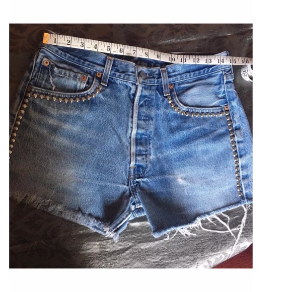 Levi's Pants - Levis 501xx Studded Button Fly Distressed Shorts